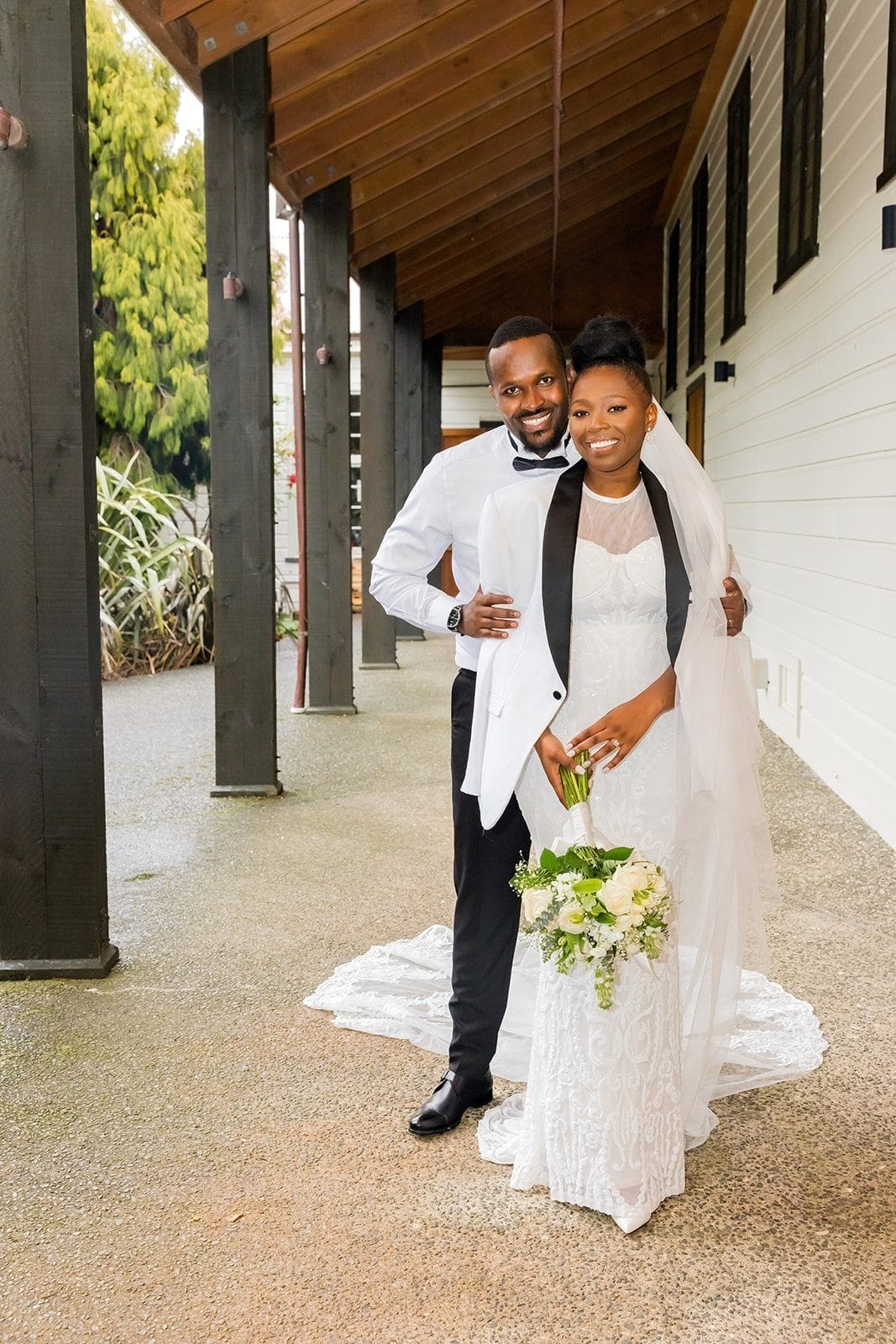 Wedding couple at golden hour
